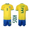 Brasil Thiago Silva #3 Hjemmedraktsett Barn VM 2022 Kortermet (+ korte bukser)